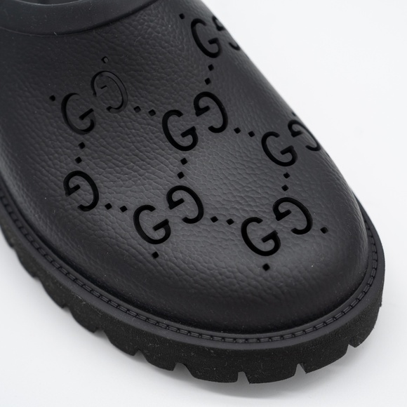 size 10G 10.5 US Gucci Slip On Sandal Cut Out Monogram Black Trek Slides - Picture 7 of 11